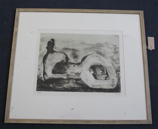 § Henry Moore (1898-1986) Reclining Figure Cave 12 x 16in.